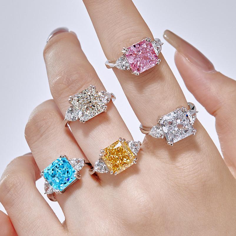 Sterling Silver High Carbon Diamond Ring Female Luxury - Trendha