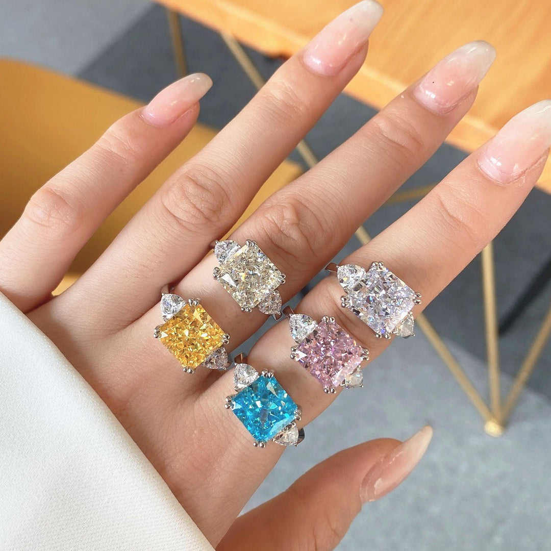 Sterling Silver High Carbon Diamond Ring Female Luxury - Trendha