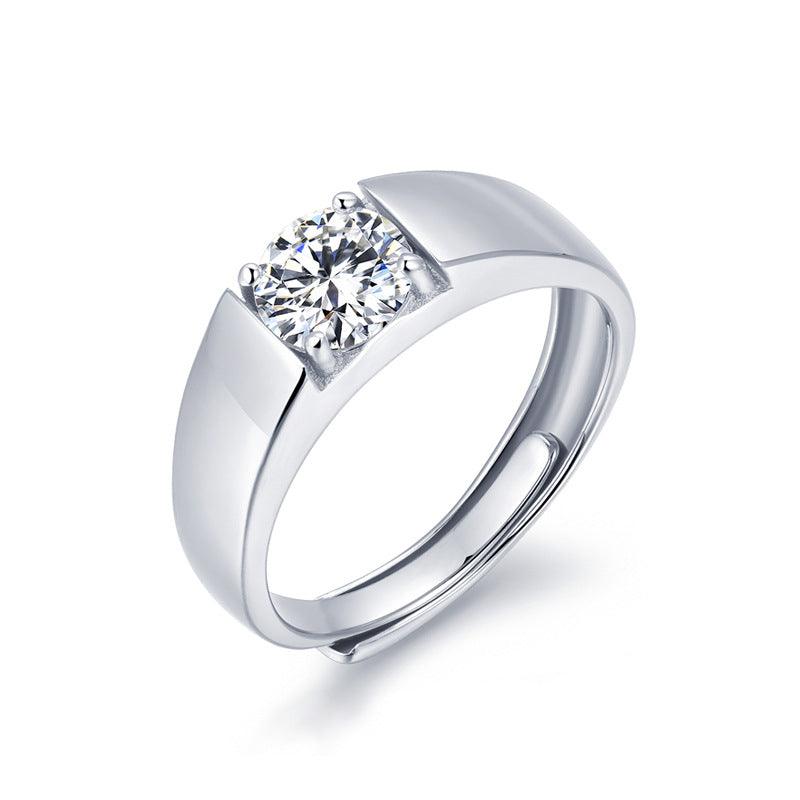 Sterling Silver Men's Platinum Mosan Ring - Trendha