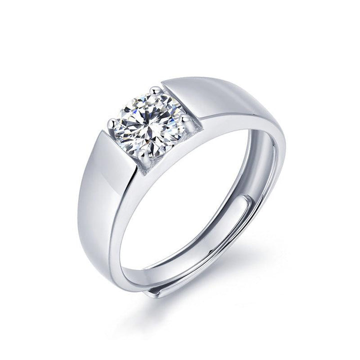 Sterling Silver Men's Platinum Mosan Ring - Trendha