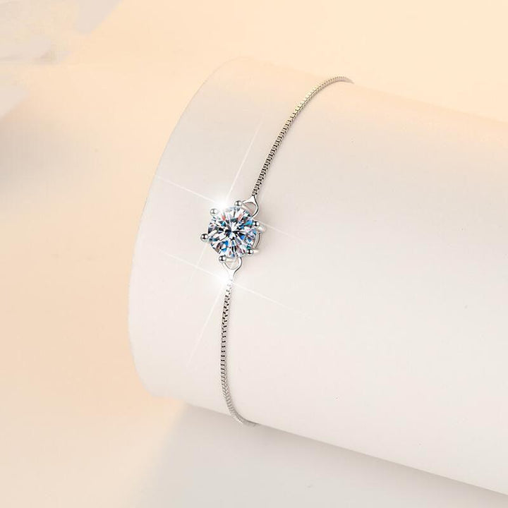 Sterling Silver Mosang Stone Women's Bracelet - Trendha