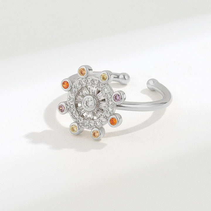 Sterling Silver Rotating Ring Female Star Plate - Trendha