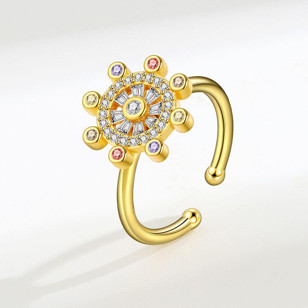 Sterling Silver Rotating Ring Female Star Plate - Trendha