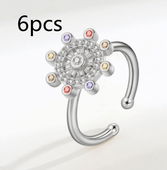 Sterling Silver Rotating Ring Female Star Plate - Trendha