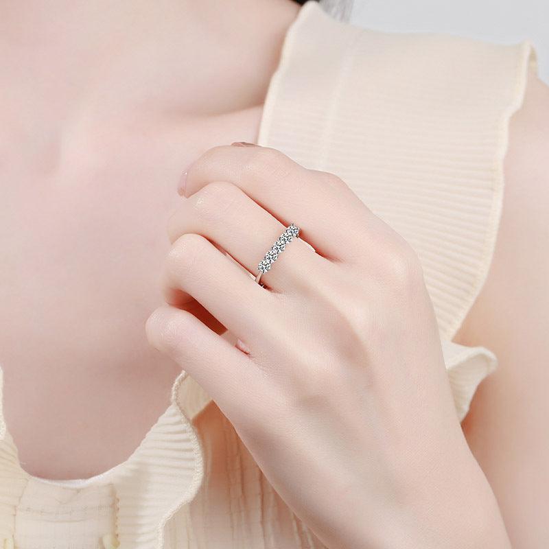 Sterling Silver Women's Set 50 Points Moissanite Ring - Trendha