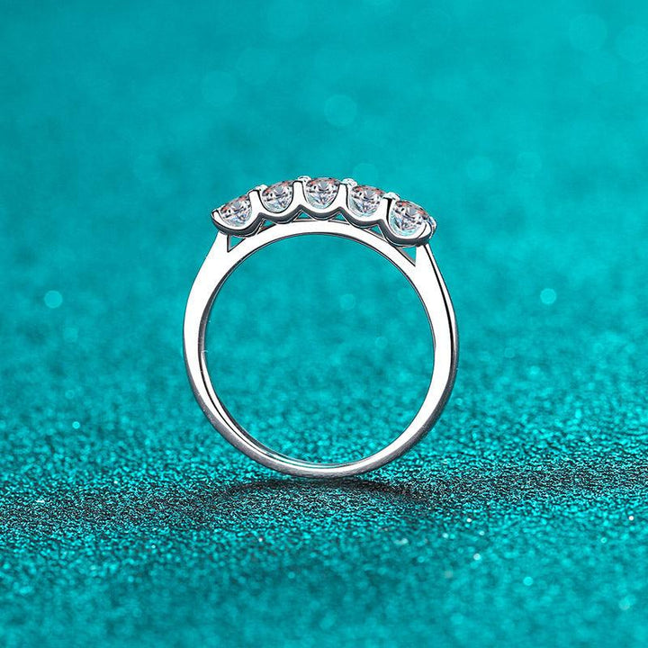 Sterling Silver Women's Set 50 Points Moissanite Ring - Trendha