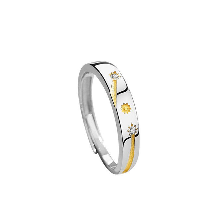 Sun Moon Stars Couple Ring 925 Silver Literary Niche Sterling Silver Ring Valentine's Day Gift - Trendha