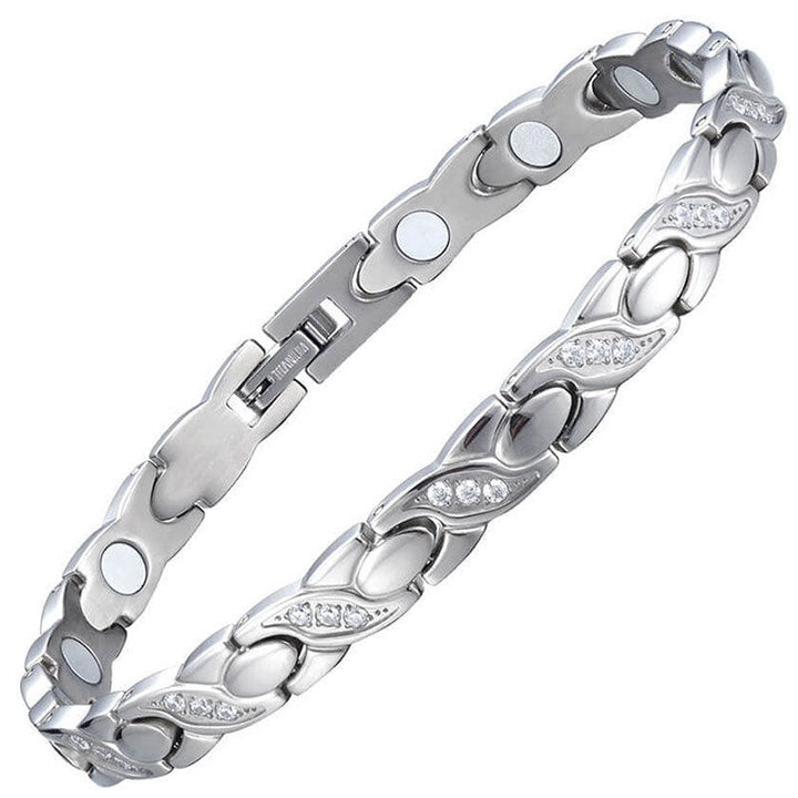 Titanium Germanium Magnet Bracelet Crossed CNC Zircon - Trendha