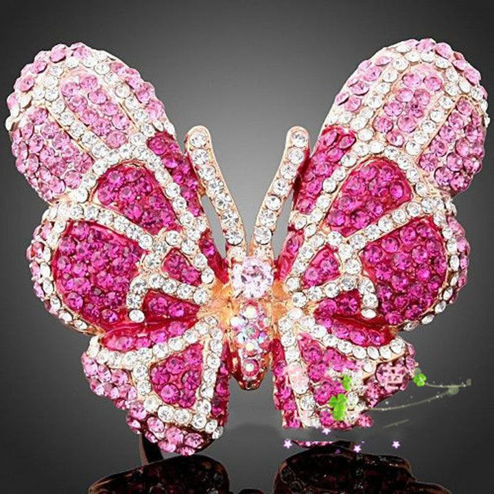 Trendsetters Gorgeous Fashion Colored Diamond Exaggerated Butterfly Ring - Trendha