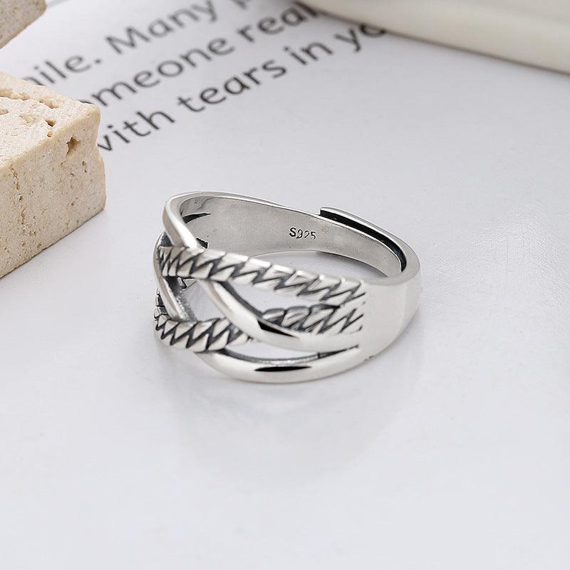 Twist Shape Line Cross Ring Trend Sweet Cool Wind Forefinger - Trendha