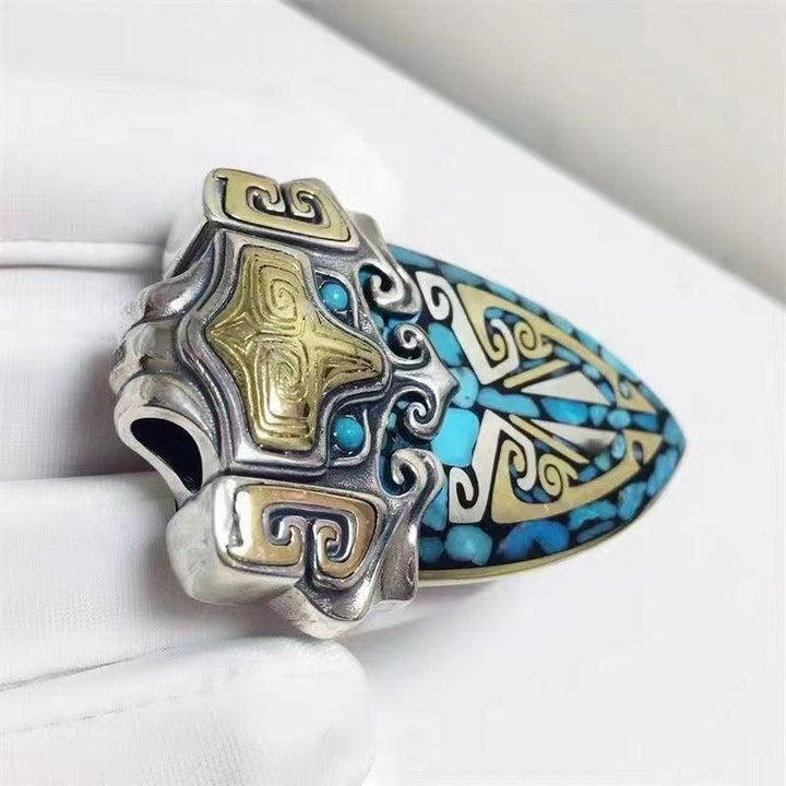 Ulan Flower Tao Tie Shield Necklace Pendant - Trendha