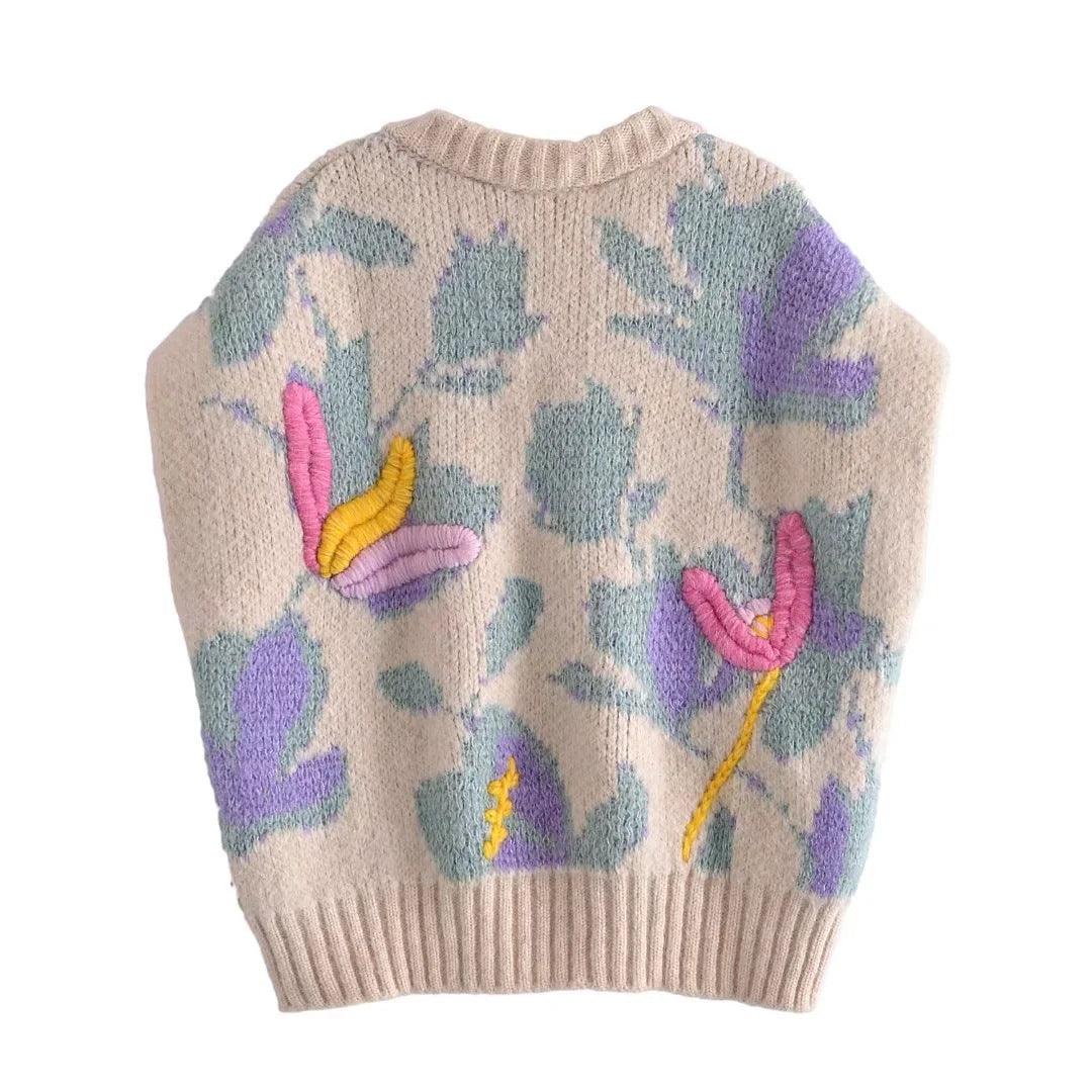 V-neck Loose Knit Vest For Women - Trendha