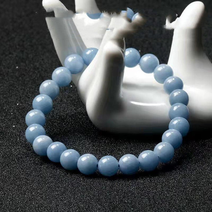Versatile Blue Anhydrite Single Circle Crystal Bracelet - Trendha