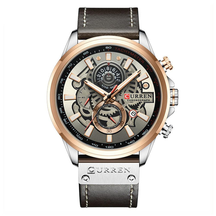 Waterproof Quartz Multifunctional Men's Calendar Belt Watch - Trendha