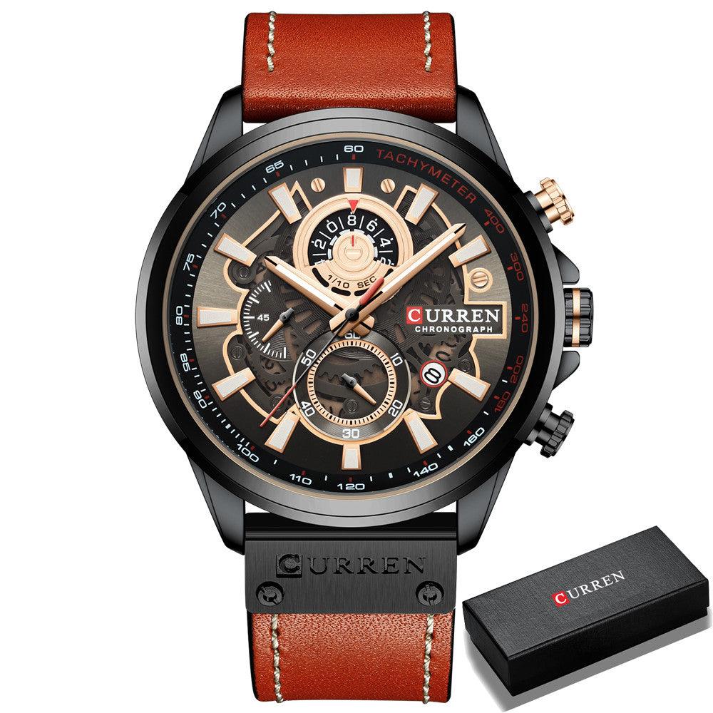 Waterproof Quartz Multifunctional Men's Calendar Belt Watch - Trendha