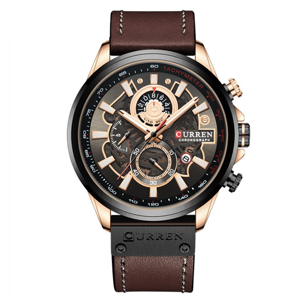 Waterproof Quartz Multifunctional Men's Calendar Belt Watch - Trendha