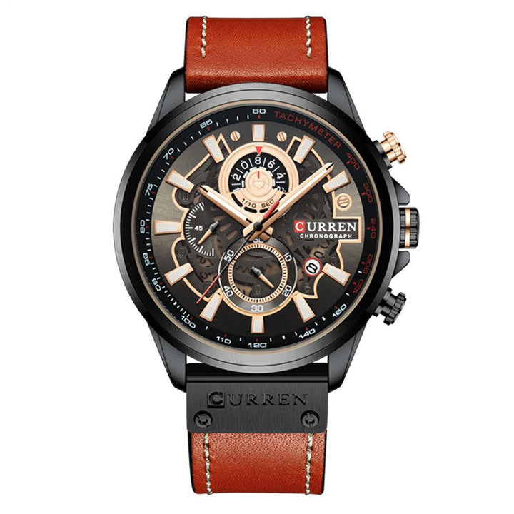 Waterproof Quartz Multifunctional Men's Calendar Belt Watch - Trendha