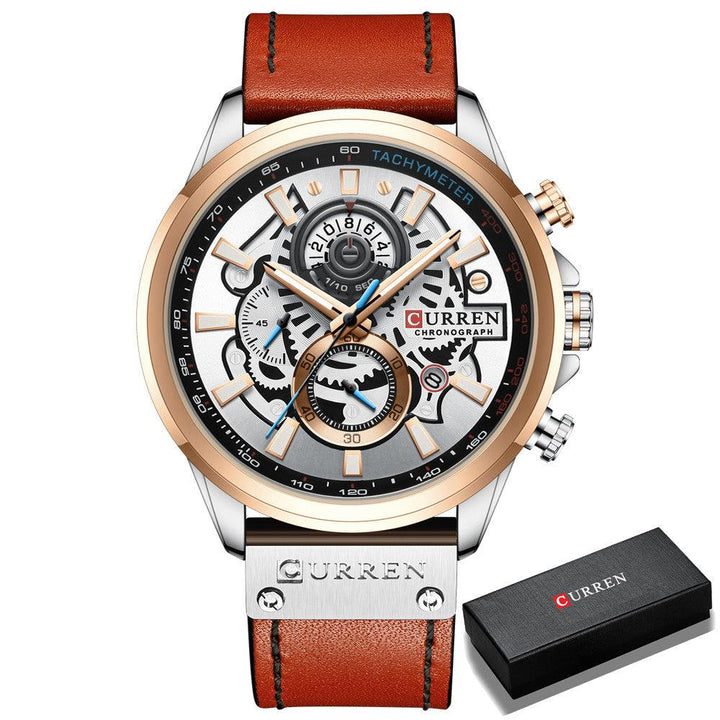 Waterproof Quartz Multifunctional Men's Calendar Belt Watch - Trendha