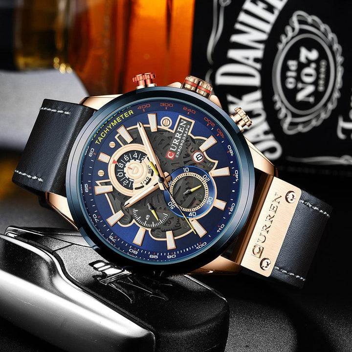 Waterproof Quartz Multifunctional Men's Calendar Belt Watch - Trendha