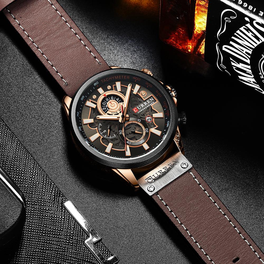 Waterproof Quartz Multifunctional Men's Calendar Belt Watch - Trendha