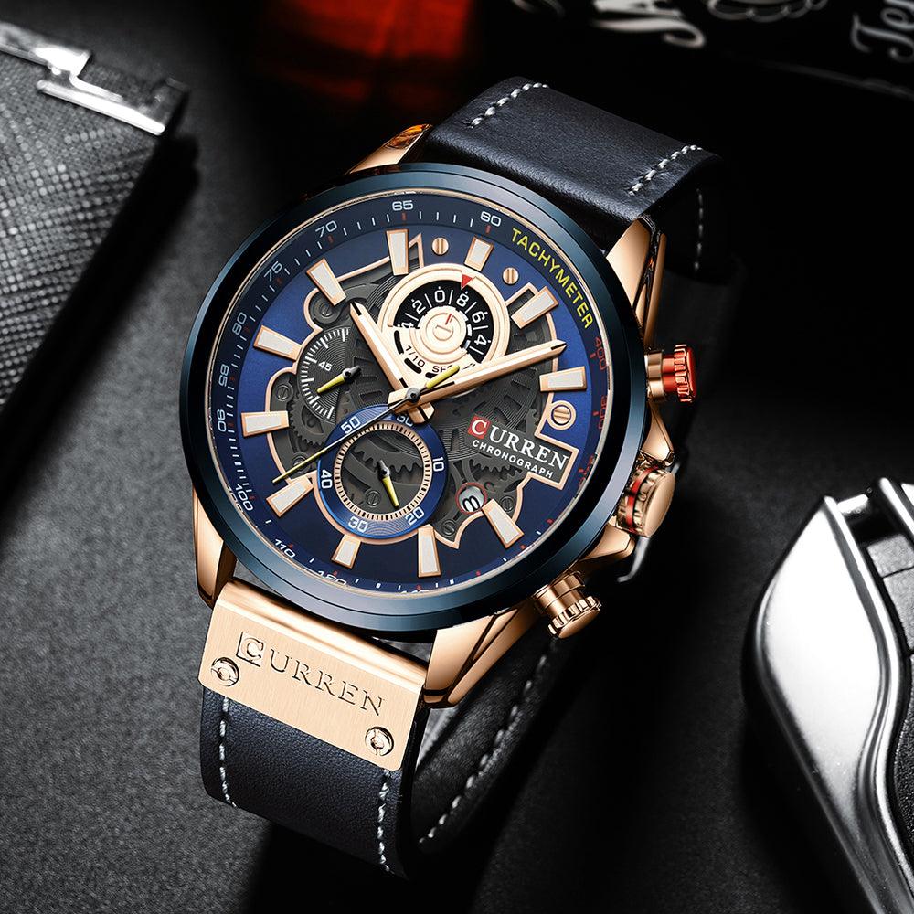 Waterproof Quartz Multifunctional Men's Calendar Belt Watch - Trendha