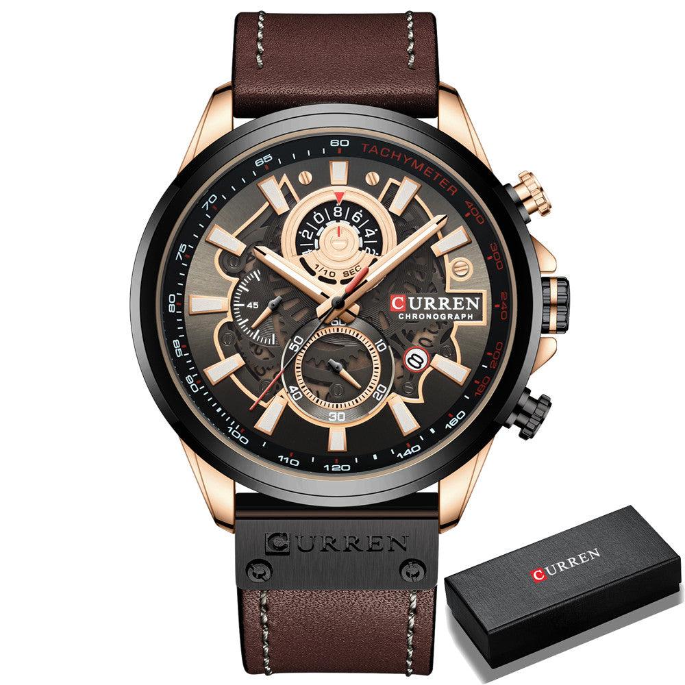Waterproof Quartz Multifunctional Men's Calendar Belt Watch - Trendha