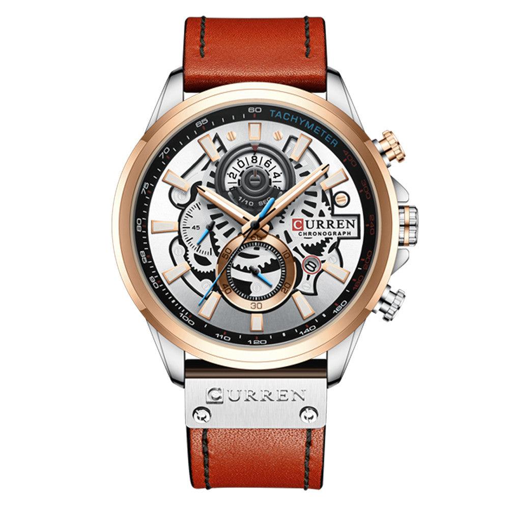 Waterproof Quartz Multifunctional Men's Calendar Belt Watch - Trendha