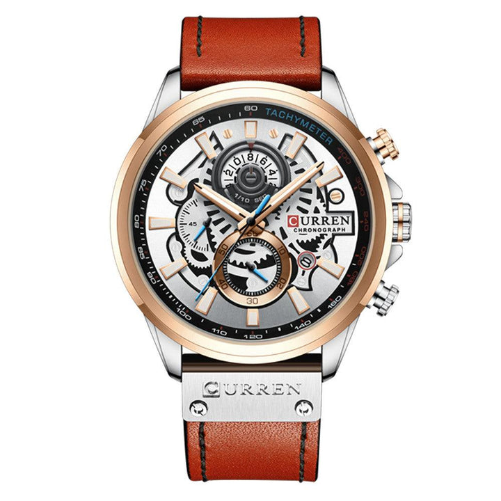 Waterproof Quartz Multifunctional Men's Calendar Belt Watch - Trendha