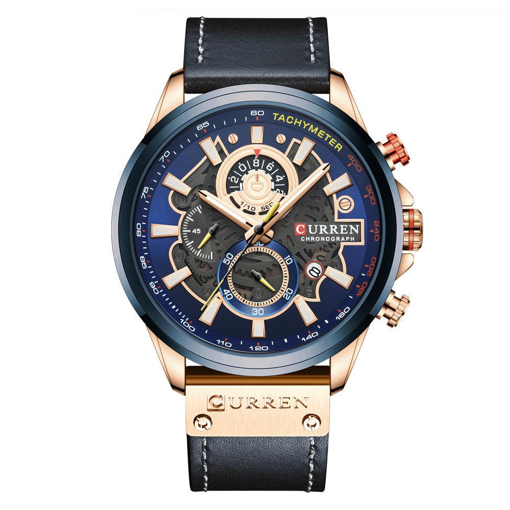 Waterproof Quartz Multifunctional Men's Calendar Belt Watch - Trendha