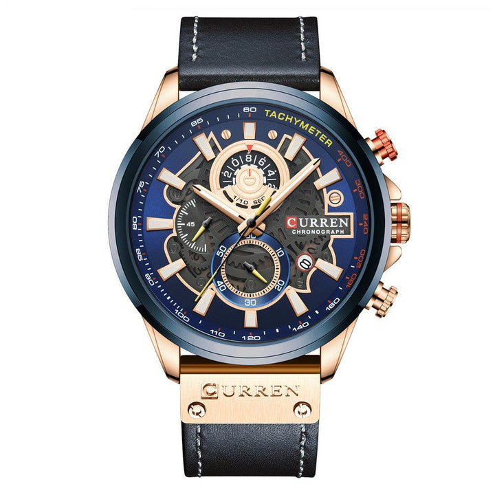 Waterproof Quartz Multifunctional Men's Calendar Belt Watch - Trendha