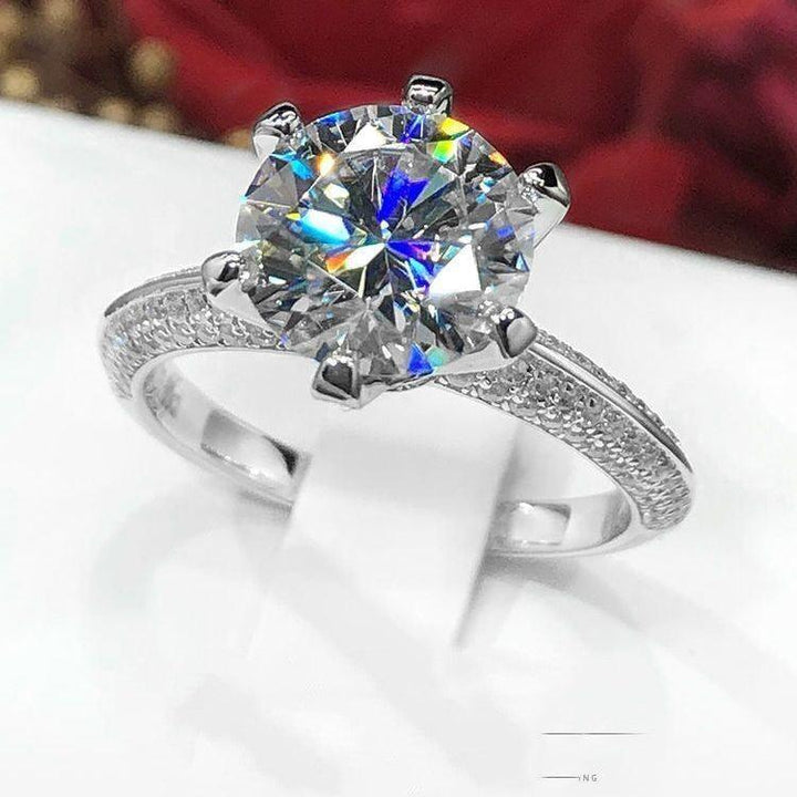 White Gold Female Moissanite Ring - Trendha