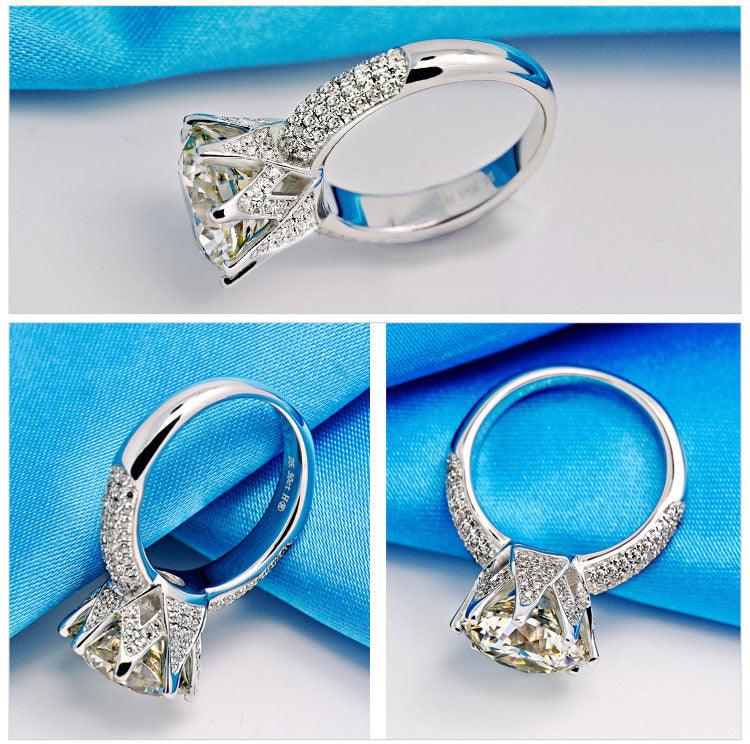 White Gold Female Moissanite Ring - Trendha