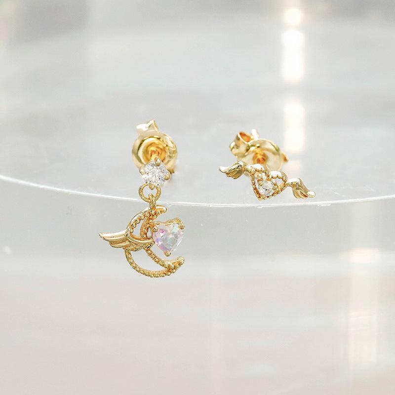 Wing-and-Star Accent Silver Earrings