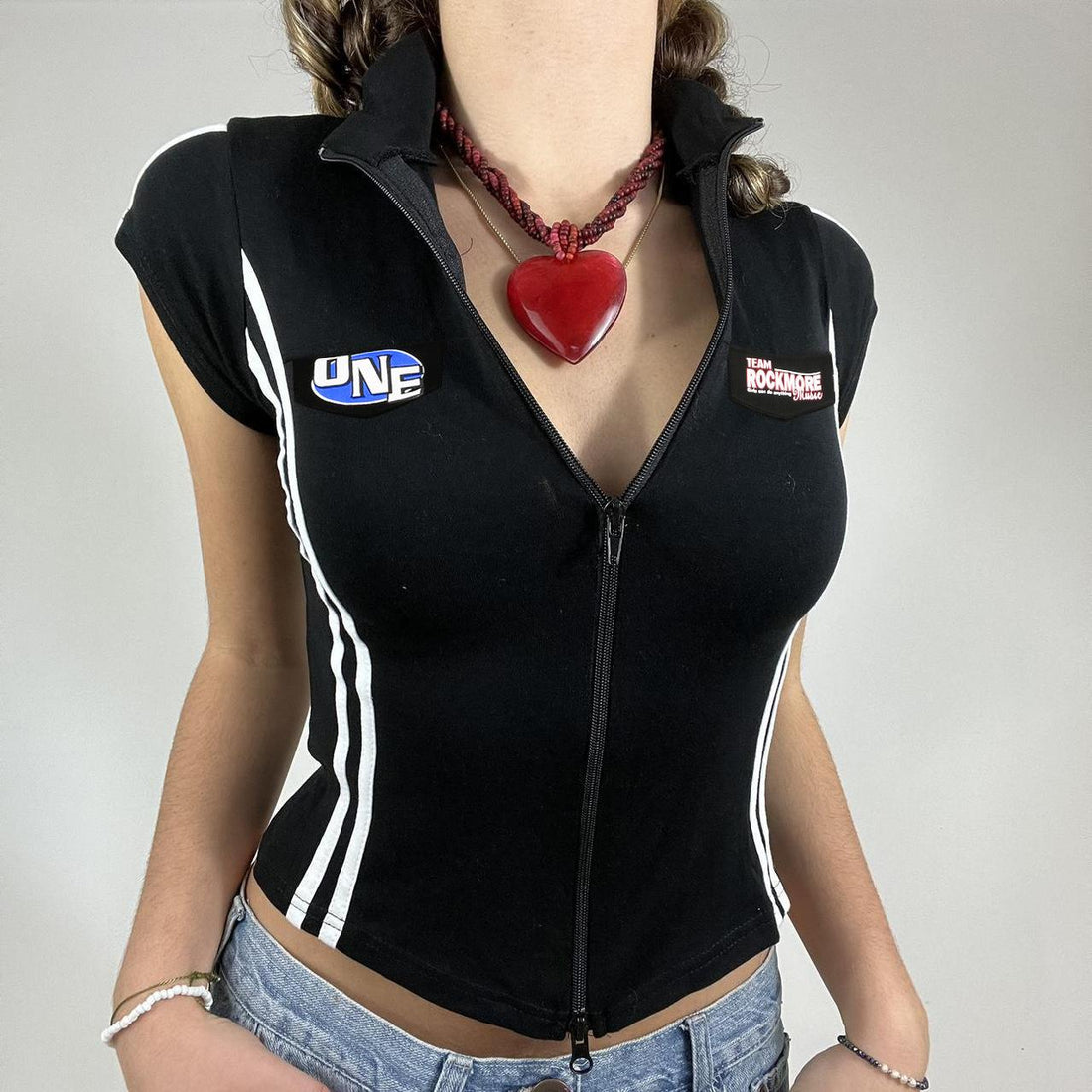 Women's Contrast Color Braid Patchwork Lapel T-shirt