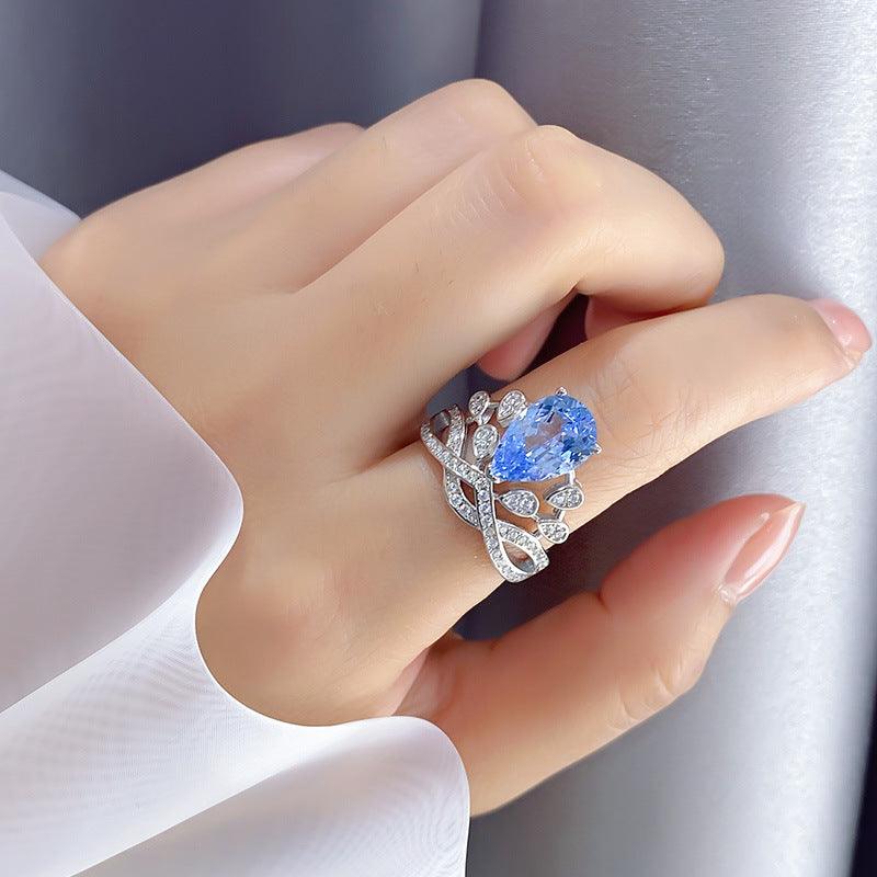 925 Silver Crown-Style Decorative Stone Ring