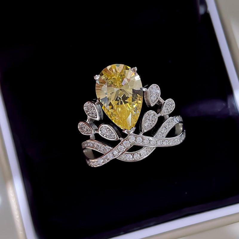 Women's Crown 925 Sterling Silver 5 Karat High Carbon Rhinestone Ring - Trendha