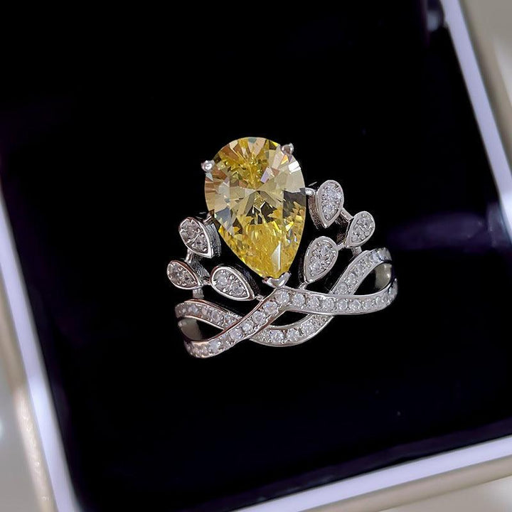 Women's Crown 925 Sterling Silver 5 Karat High Carbon Rhinestone Ring - Trendha