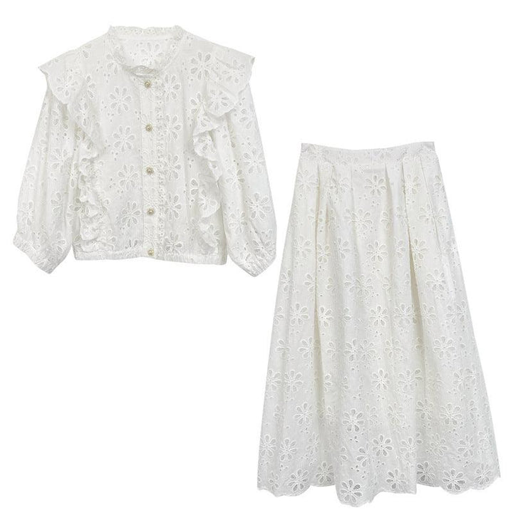 Women's Elegant White Top And Skirt Suit - Trendha