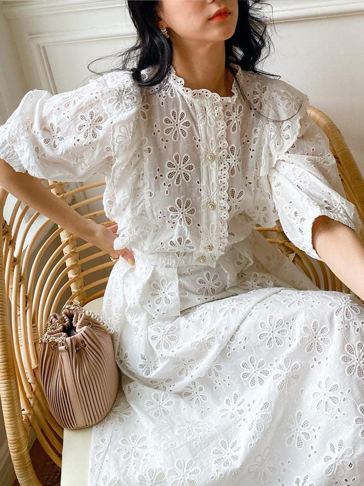 Women's Elegant White Top And Skirt Suit - Trendha