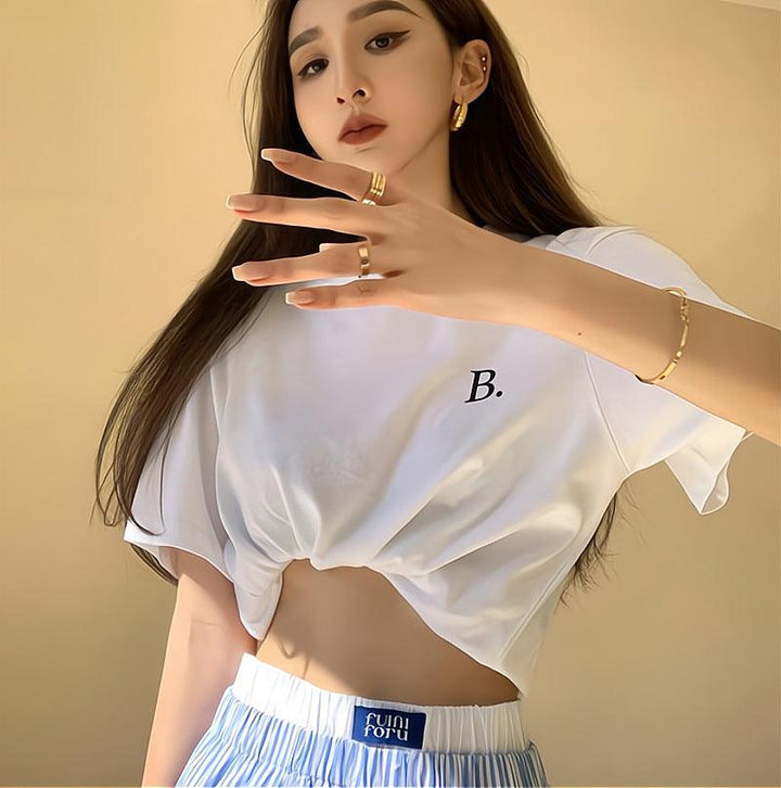 Women's Fashion Casual Letter Print Short T-shirt - Trendha