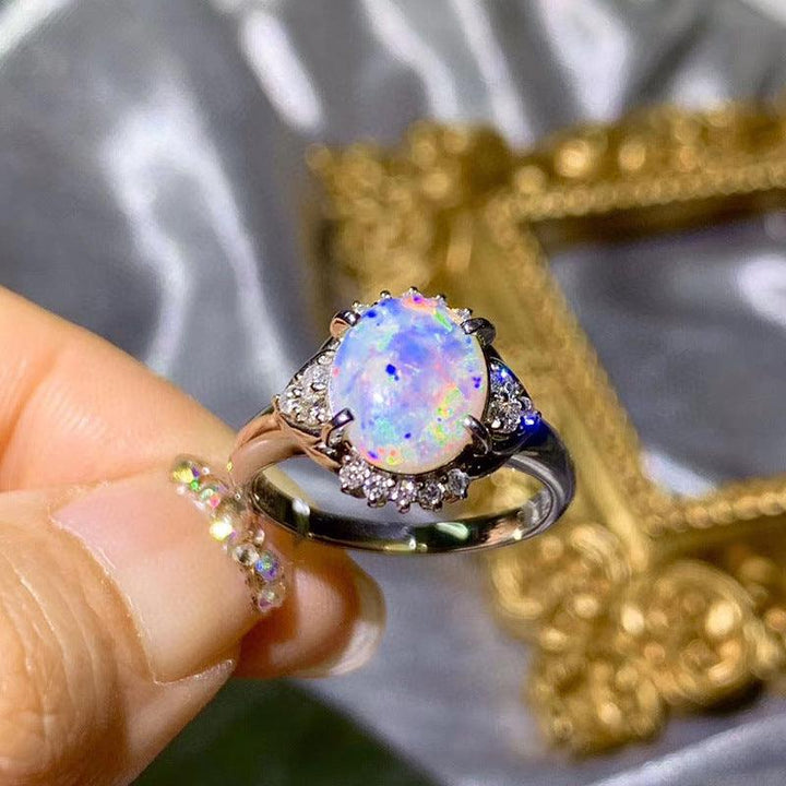 Women's Fashion Natural Opal Silver Ring - Trendha