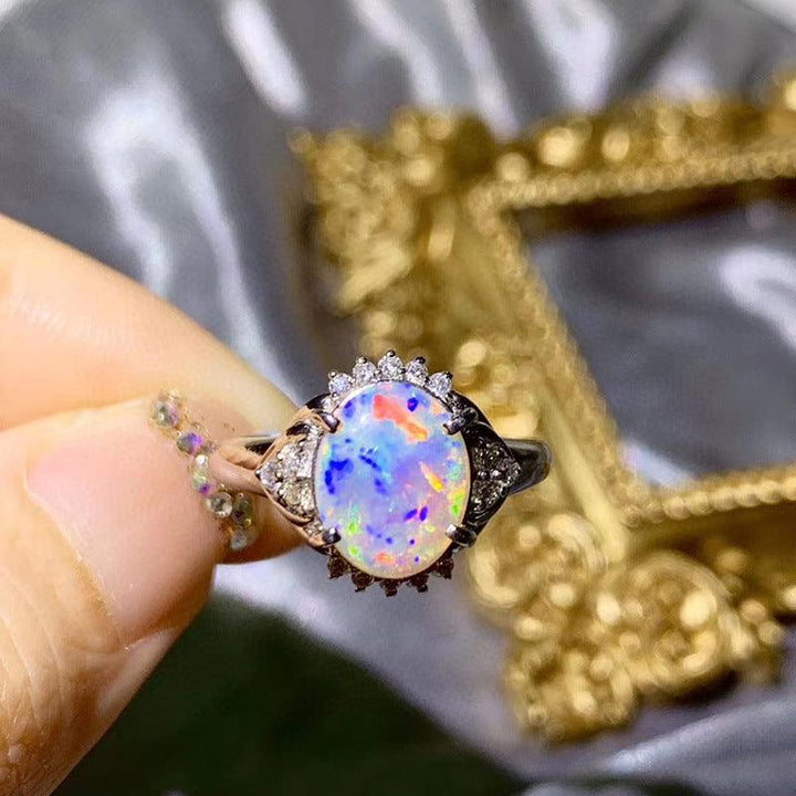 Women's Fashion Natural Opal Silver Ring - Trendha