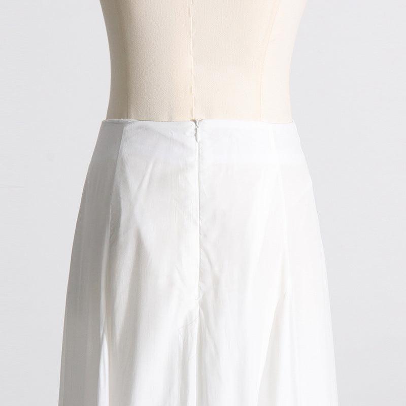 Women's Fashion Pleated Stand Collar Sleeveless Top Ruffled Skirt Two-piece Set - Trendha