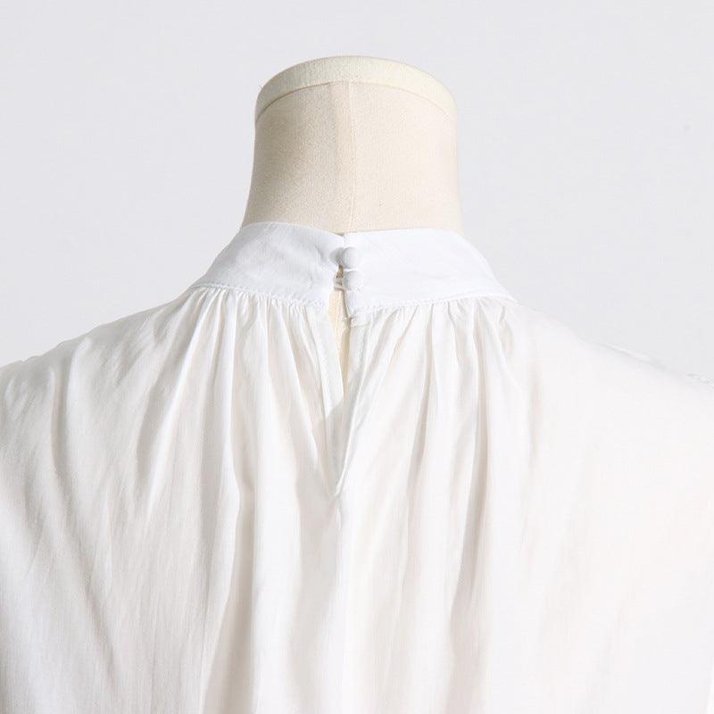Women's Fashion Pleated Stand Collar Sleeveless Top Ruffled Skirt Two-piece Set - Trendha