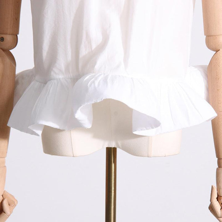 Women's Fashion Pleated Stand Collar Sleeveless Top Ruffled Skirt Two-piece Set - Trendha
