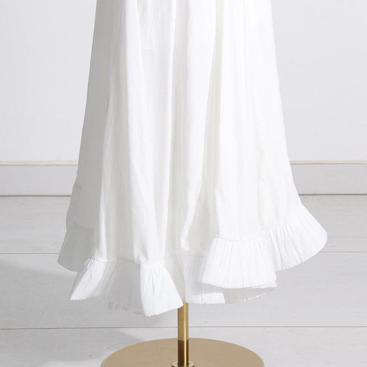 Women's Fashion Pleated Stand Collar Sleeveless Top Ruffled Skirt Two-piece Set - Trendha