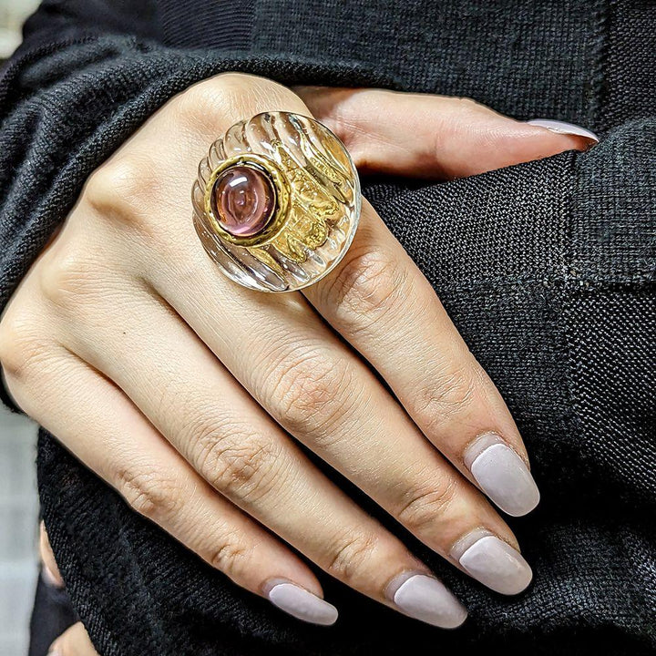 Women's Fashion Simple Clashing Color Lucite Ring - Trendha