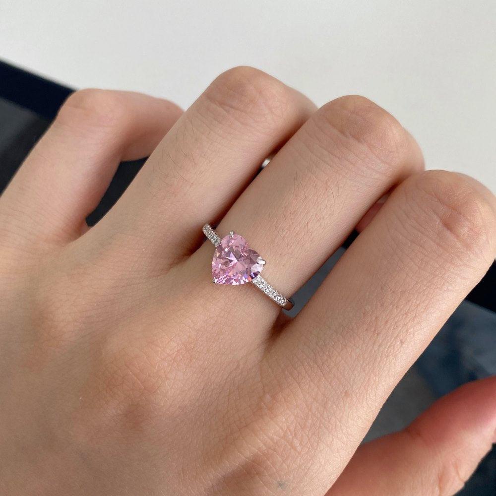 Women's Fashion Temperamental Sterling Silver Love Heart-shaped Ring