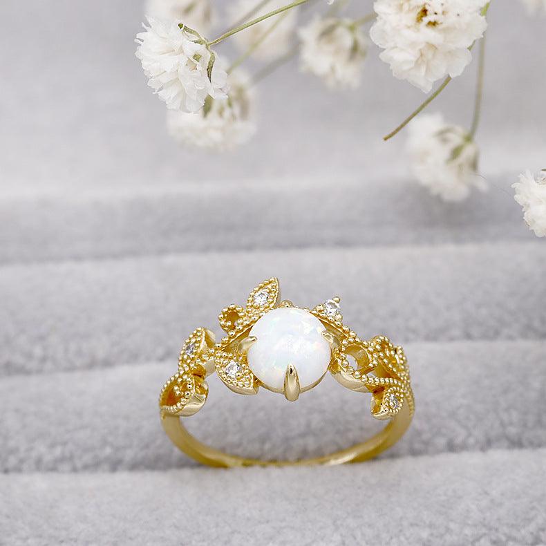 Women's Fashion Vine Opal Finger Ring Female - Trendha
