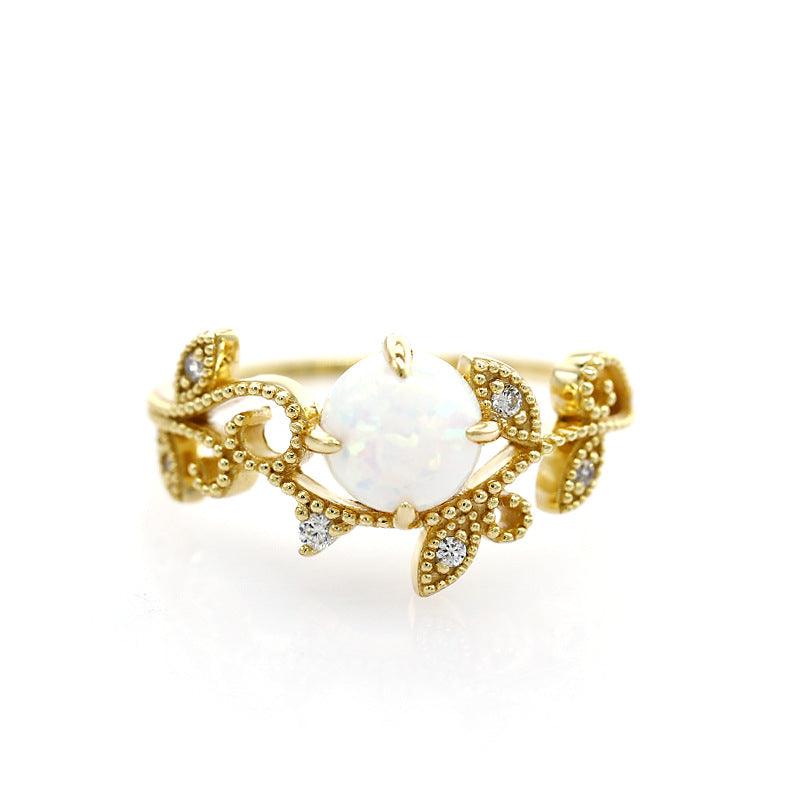 Women's Fashion Vine Opal Finger Ring Female - Trendha